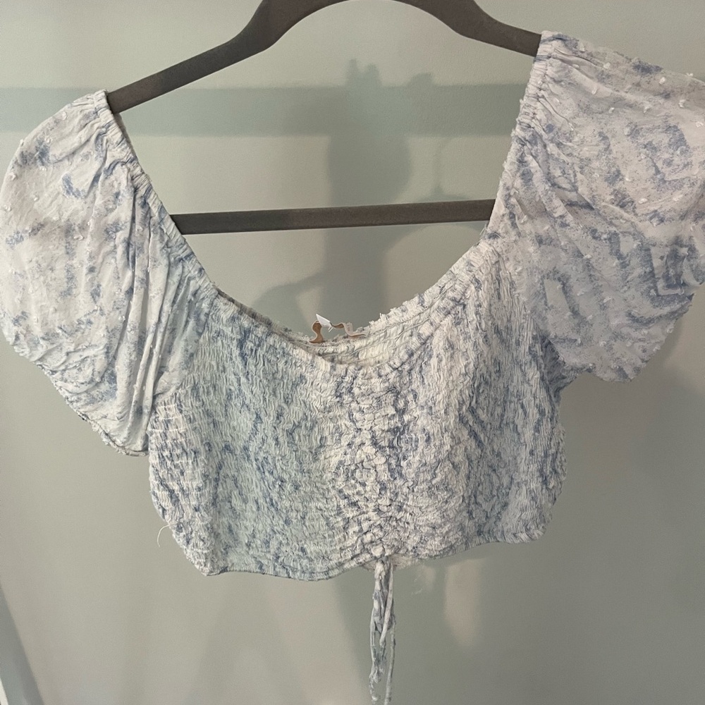 Blue and White crop Top